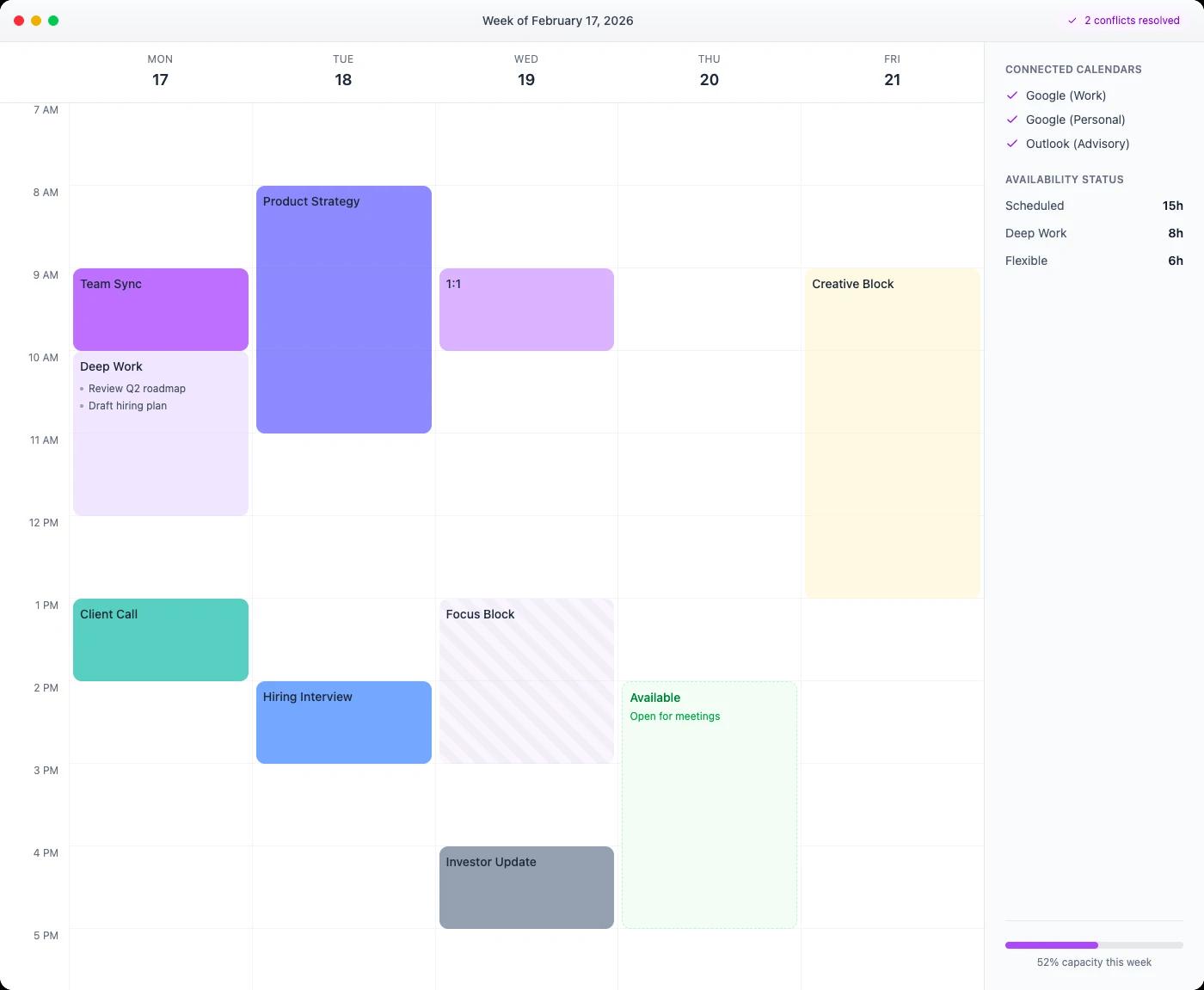 Calendar view — time infrastructure